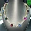 30ctw Pear Cut Multicolor Sapphire Men's Statement Necklace