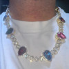30ctw Pear Cut Multicolor Sapphire Men's Statement Necklace