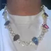 30ctw Pear Cut Multicolor Sapphire Men's Statement Necklace