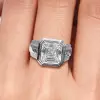 5.6ct Asscher Cut White Sapphire Men's Ring