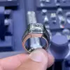 5.6ct Asscher Cut White Sapphire Men's Ring