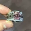 8.4ct Emerald Cut Pink Sapphire Men's Ring