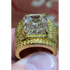 6ct Emerald Cut White Sapphire Bold Paved Men's Ring