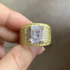 6ct Emerald Cut White Sapphire Bold Paved Men's Ring