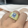 6ct Emerald Cut White Sapphire Bold Paved Men's Ring