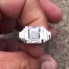 6ct Emerald Cut White Sapphire Mechanical Men's Ring