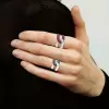 Paved White Black Sapphire Bold Knot Unisex Ring