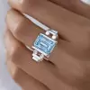 5.3ct Emerald Cut Aquamarine Mechanical Men's Ring