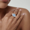 5.3ct Emerald Cut Aquamarine Mechanical Men's Ring