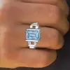 5.3ct Emerald Cut Aquamarine Mechanical Men's Ring