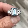 5.3ct Emerald Cut Aquamarine Mechanical Men's Ring