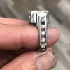 5.3ct Emerald Cut Aquamarine Mechanical Men's Ring