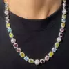 90ctw Multi-cut Multicolor Sapphire Halo Statement Necklace