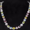 90ctw Multi-cut Multicolor Sapphire Halo Statement Necklace