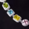90ctw Multi-cut Multicolor Sapphire Halo Statement Necklace
