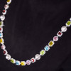 90ctw Multi-cut Multicolor Sapphire Halo Statement Necklace
