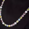 90ctw Multi-cut Multicolor Sapphire Halo Statement Necklace