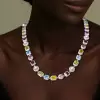 90ctw Multi-cut Multicolor Sapphire Halo Statement Necklace