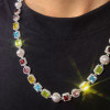 90ctw Multi-cut Multicolor Sapphire Halo Statement Necklace