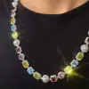 90ctw Multi-cut Multicolor Sapphire Halo Statement Necklace