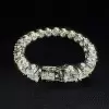 55ctw 9MM Round Cut White Sapphire Statement Bracelet