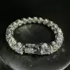 55ctw 9MM Round Cut White Sapphire Statement Bracelet