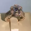 3.8ct Round Cut White Sapphire Halo Engagement Ring