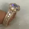 3.8ct Round Cut White Sapphire Halo Engagement Ring