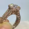 3.8ct Round Cut White Sapphire Halo Engagement Ring