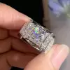 3.8ct Round Cut White Sapphire Paved Men's Ring