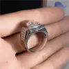 3.8ct Round Cut White Sapphire Paved Men's Ring