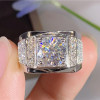 3.8ct Round Cut White Sapphire Paved Men's Ring
