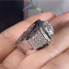3.8ct Round Cut White Sapphire Paved Men's Ring
