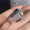 3.8ct Round Cut White Sapphire Paved Men's Ring