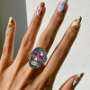 Ruby and Black Sapphire Paved Skull Ring