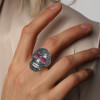 Ruby and Black Sapphire Paved Skull Ring