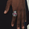 Ruby and Black Sapphire Paved Skull Ring