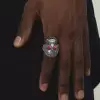 Ruby and Black Sapphire Paved Skull Ring