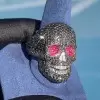 Ruby and Black Sapphire Paved Skull Ring