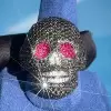 Ruby and Black Sapphire Paved Skull Ring