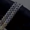 White Sapphire Paved Three Tone Cuban Link Necklace