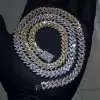 White Sapphire Paved Three Tone Cuban Link Necklace
