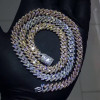 White Sapphire Paved Three Tone Cuban Link Necklace