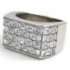 Baguette Cut White Sapphire Paved Square Men's Ring