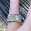 Baguette Cut White Sapphire Paved Square Men's Ring