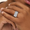 Baguette Cut White Sapphire Paved Square Men's Ring