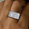 Baguette Cut White Sapphire Paved Square Men's Ring
