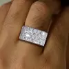 Baguette Cut White Sapphire Paved Square Men's Ring