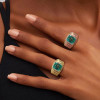 6ct Emerald Cut Emerald Halo Paved Cocktail Ring