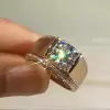 3.8ct Round Cut White Sapphire Men's Engagement Ring